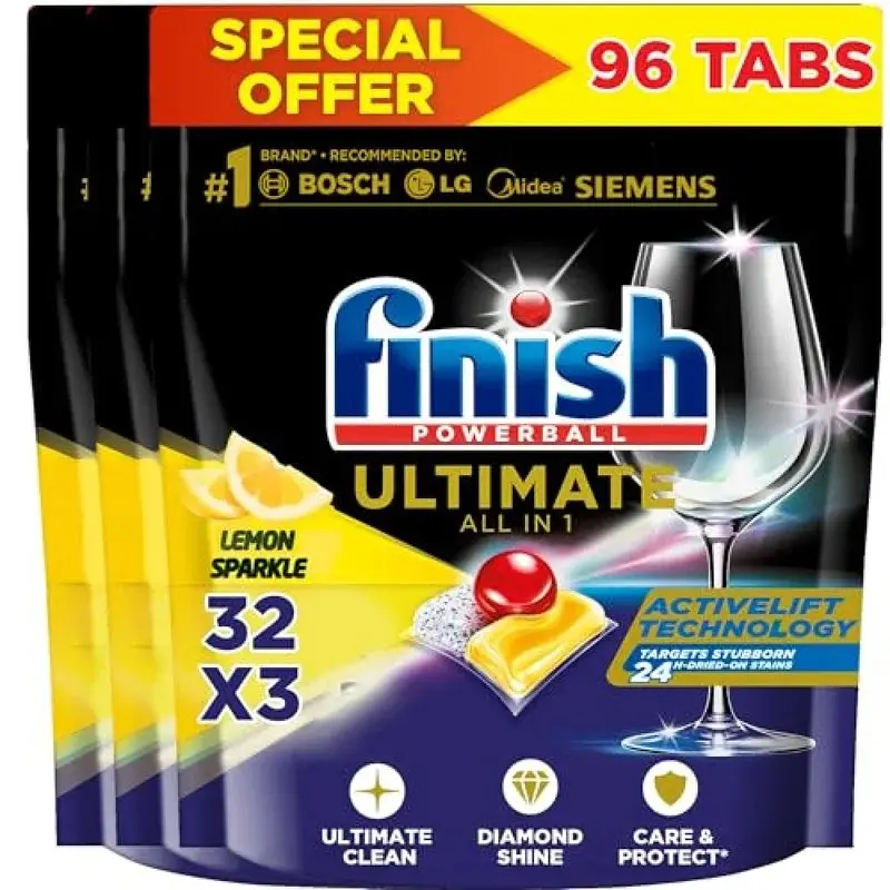 قرص ظرفشویی مدل Powerball Ultimate Finish با رایحه لیمو ۳۲ عددی
