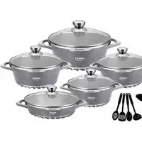 Set قابلمه 10 تکه روکش گرانیتی مدل Easy*Click Dessini خاکستری 