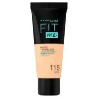 کرم پودر مایع مات و بدون منافذ مدل Fit Me 115 Ivory مایبلین مناسب پوست‌های نرمال تا چرب